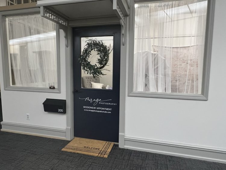 Front door of Williamston, MI newborn studio