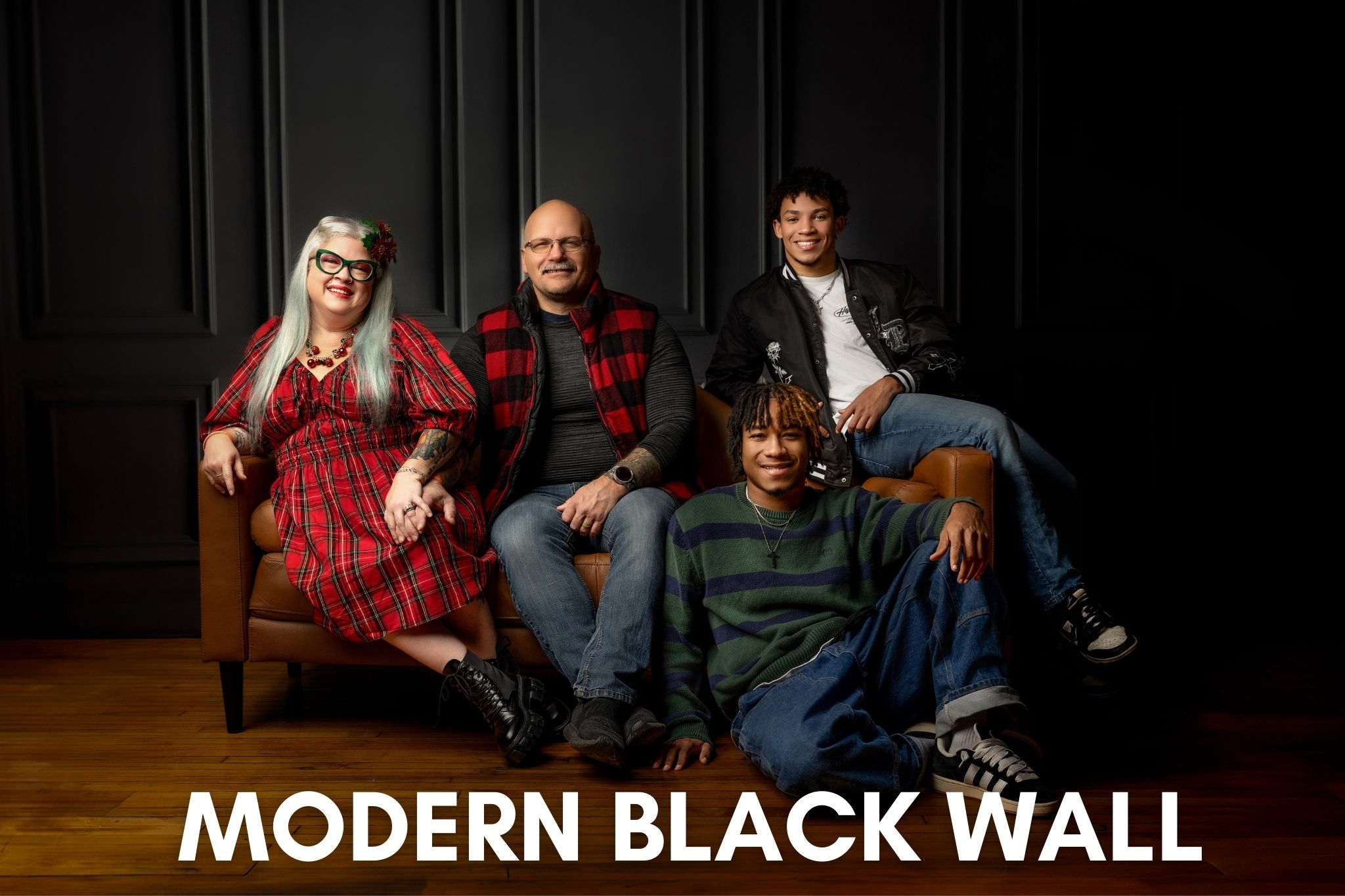 Modern Black Wall — sleek, timeless studio backdrop for family portraits