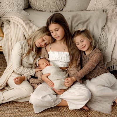 siblings holding newborn baby lansing